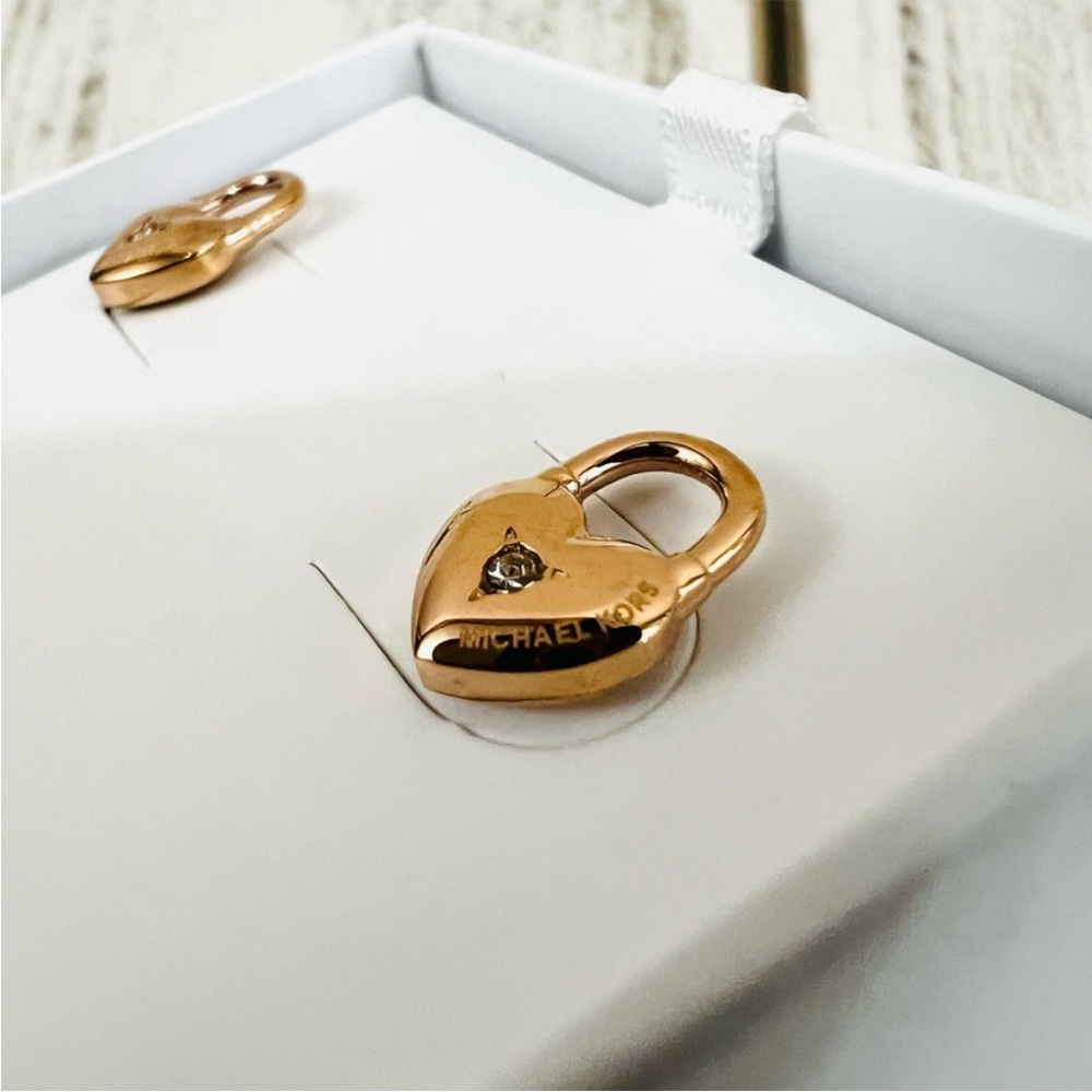 Michael Kors Gold Tone Heart Stud Earrings - Picture 4 of 7